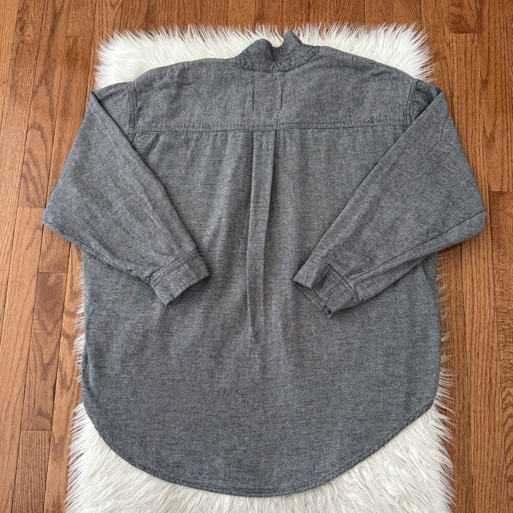Aerie Anytime Fave Twill Flannel Shirt Women’s XL  Gray Striped Oversized Button - Picture 3 of 14